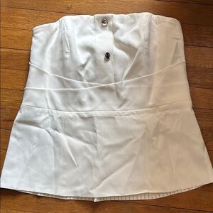 Chico’s Black Labwl Elegant White Strapless Bustier Top with Detachable Straps